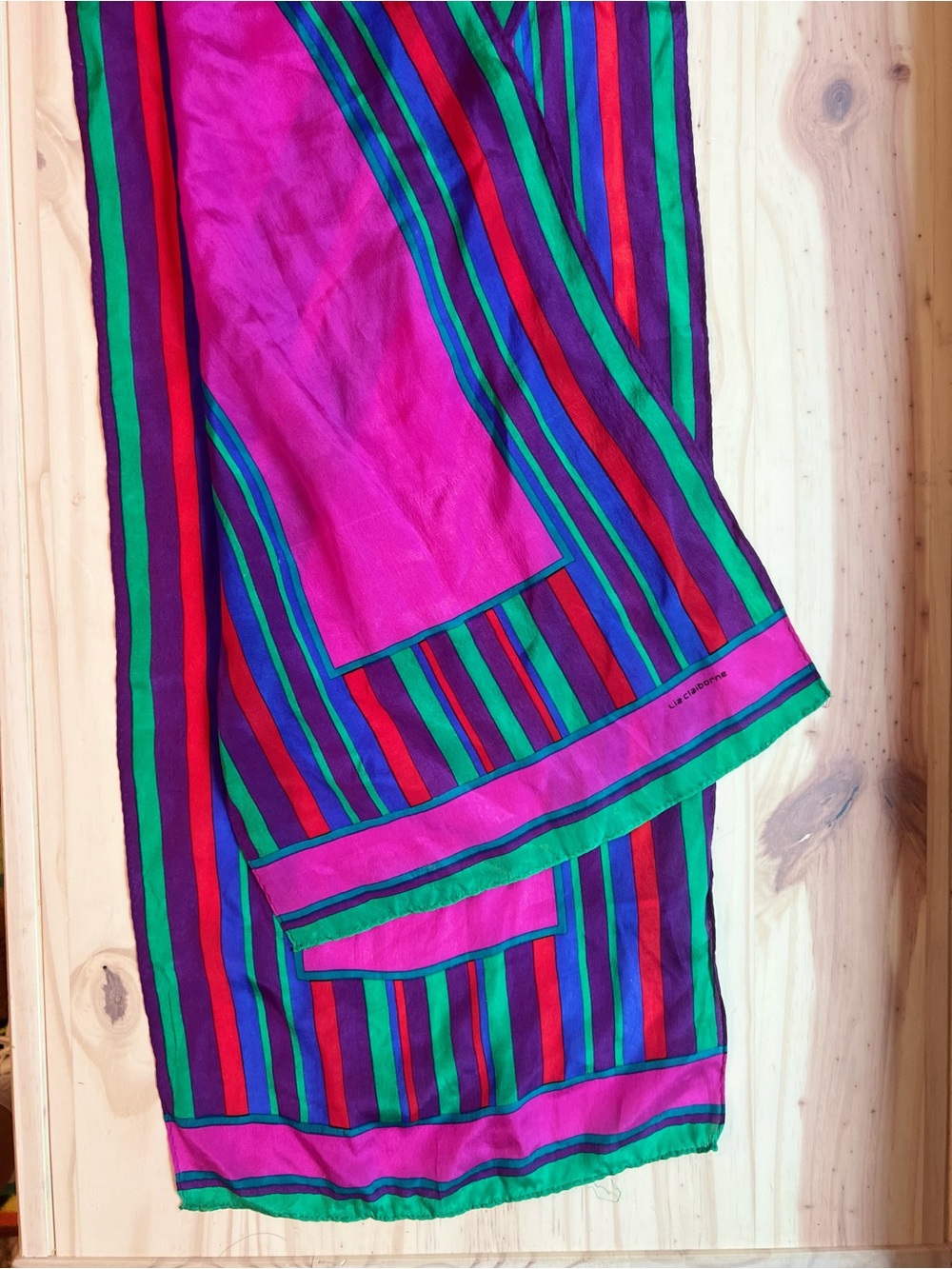 Vintage 80s Liz Claiborne 100% Silk Geometric Scarf